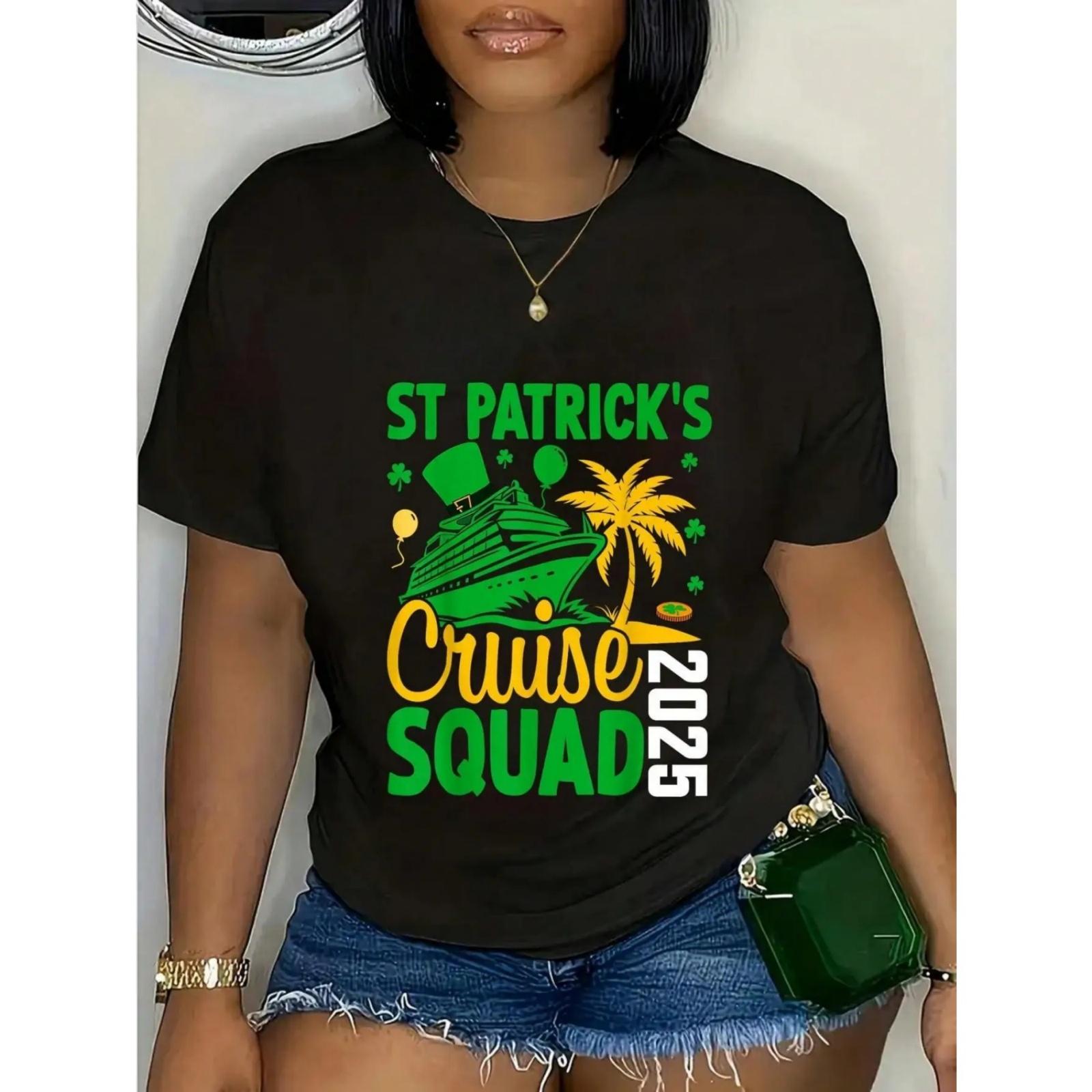

100% Cotton St Patrick s Day Cruise 2025 Funny Family Matching T-Shirt XXXXXL чорний