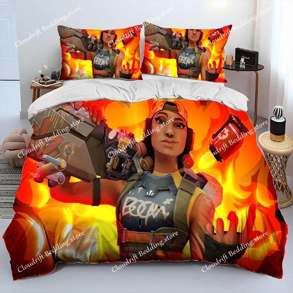 3D VALORANT Game Gamer Cartoon Comforter Bedding Set,Duvet Cover Bed Set Quilt Cover Pillowcase,king Queen Size Bedding Set Kids