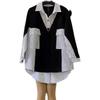 Women's Fashionable Korean Striped Patchwork Shirt Long Sleeve Blouse Casual Versatile Loose Single Breasted Women's Clothing