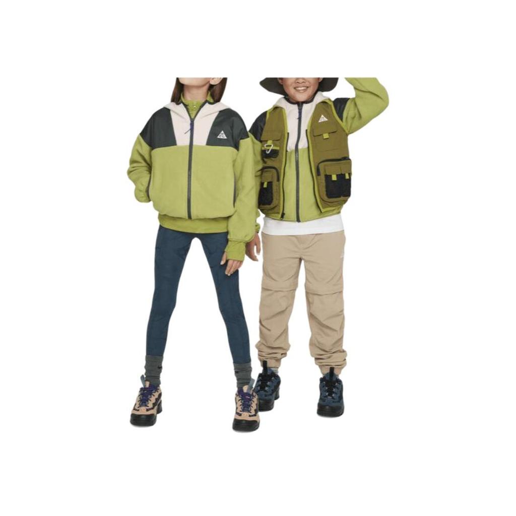 Nike Kids Color Block Zip-Up Hoodie Kids Hoodies Light-Green FD5955-377