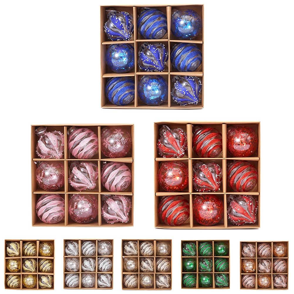 Festive Elegant Christmas Ball Ornaments Pack Of 9 8cm Multiple Colors