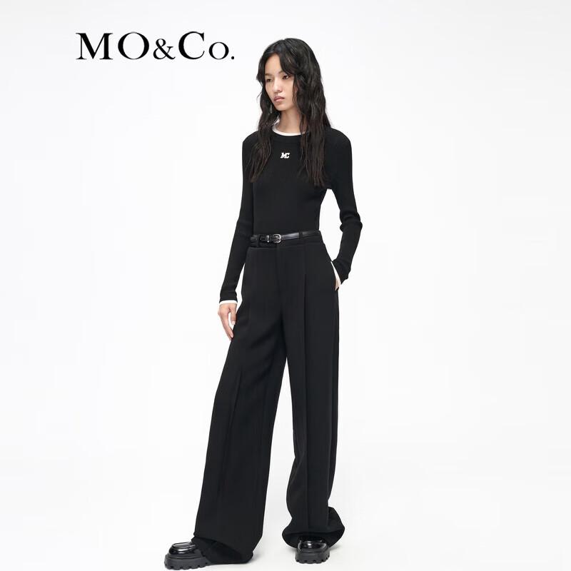 MO&Co. Faux Two-Piece Patchwork Slim-Fit Knit Top