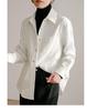 Women's Brushed Red Long Sleeve Shirt - High-End Base Layer for Autumn/Winter 2026, Perfect for Commute and Interviews.