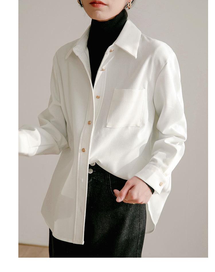Women's Brushed Red Long Sleeve Shirt - High-End Base Layer for Autumn/Winter 2026, Perfect for Commute and Interviews.