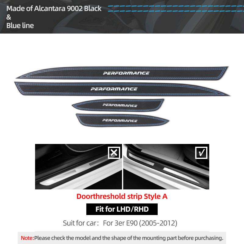 For BMW E90 2005-2012 Made of Alcantara Door Sill Trims Strip Threshold Protect Sticker Car Interior Tuning Decor Accessories