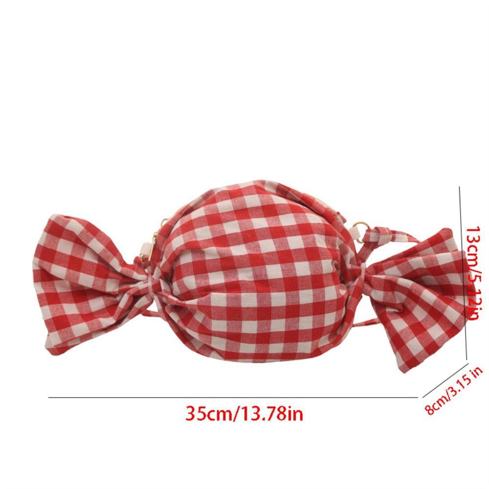 Sweet Candy Bag Cloth Candy Bag Grid Cute Printed Shoulder Bag Lightweight Large Capacity Red Plaid Crossbody Bag Student