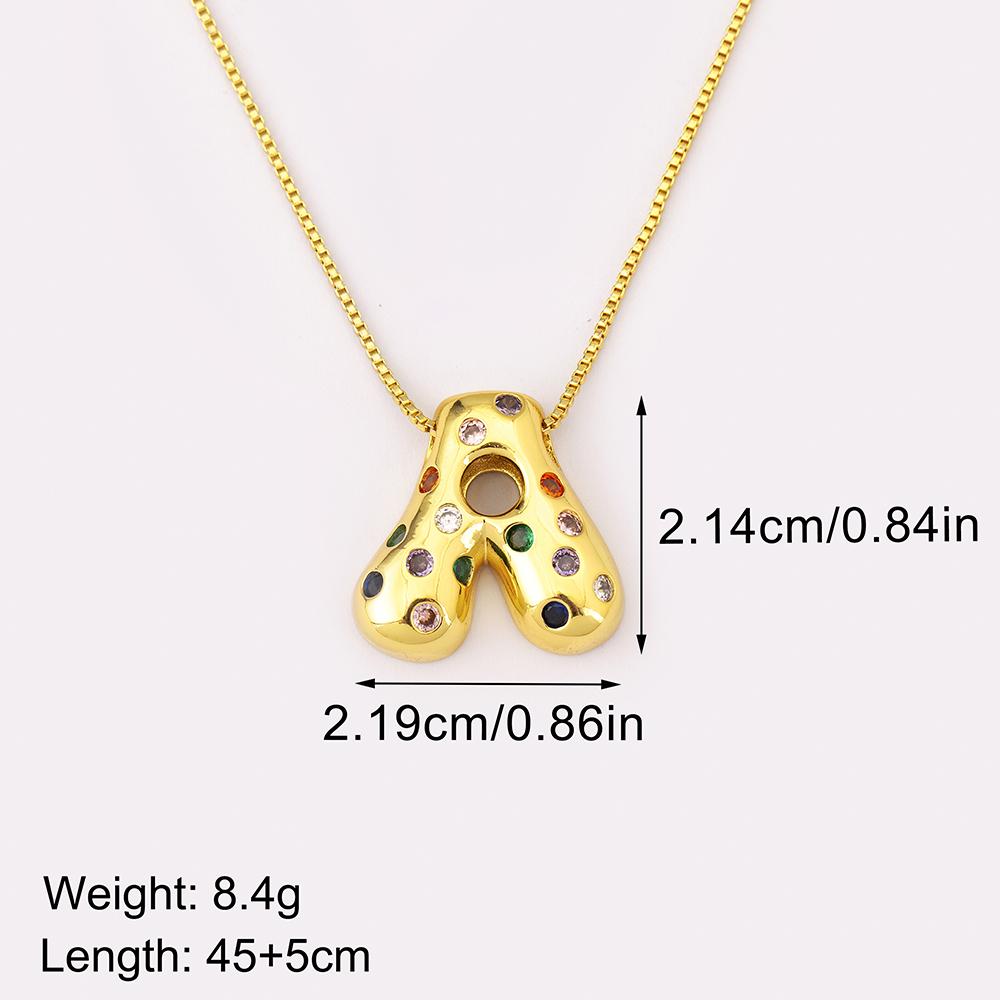 Nidin New Fashion 26 A-Z Letters Initials Alphabet Pendant Necklace For Women Men Inlaid Colorful Zircon Jewelry Accessories