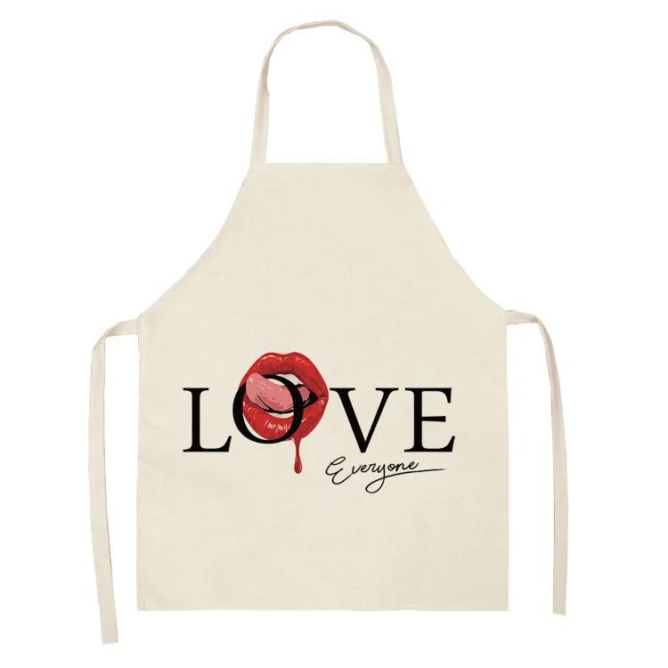 Nail Polish Lipstick Kitchen Cotton Linen Apron Bib Home Cleaning Ladies Cooking Picnic