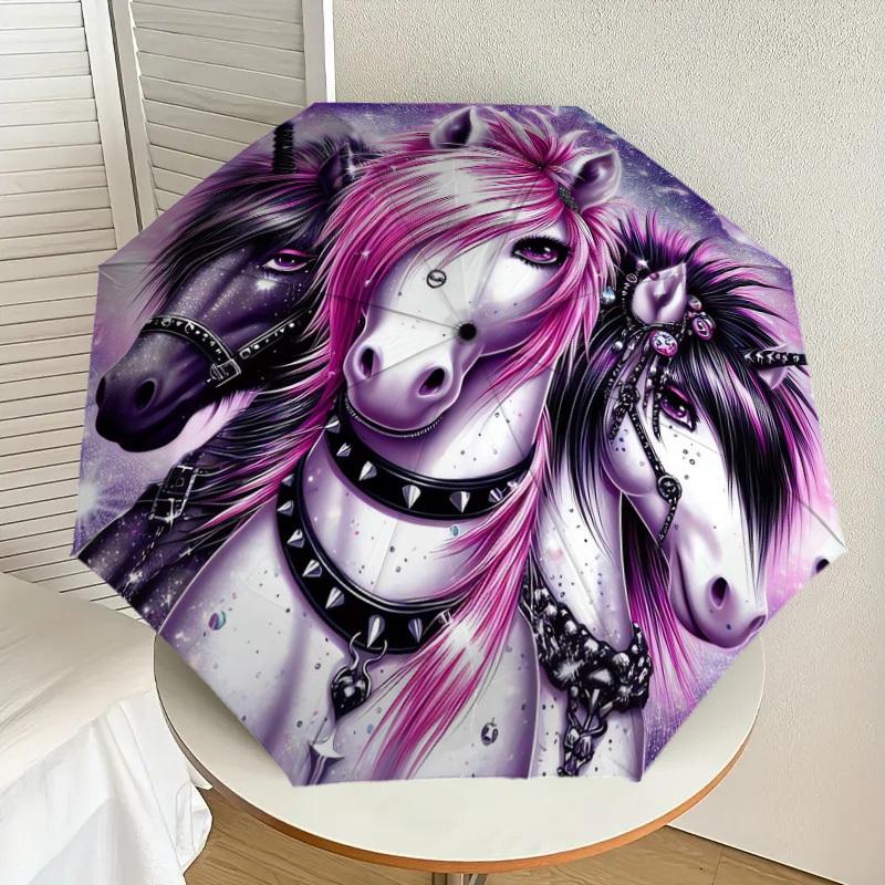 

1pc Fantasy Unicorn Trio Umbrella with Plastic Handle,Suitable for All Seasons Home Travel Outdoor UmbrellaDD503