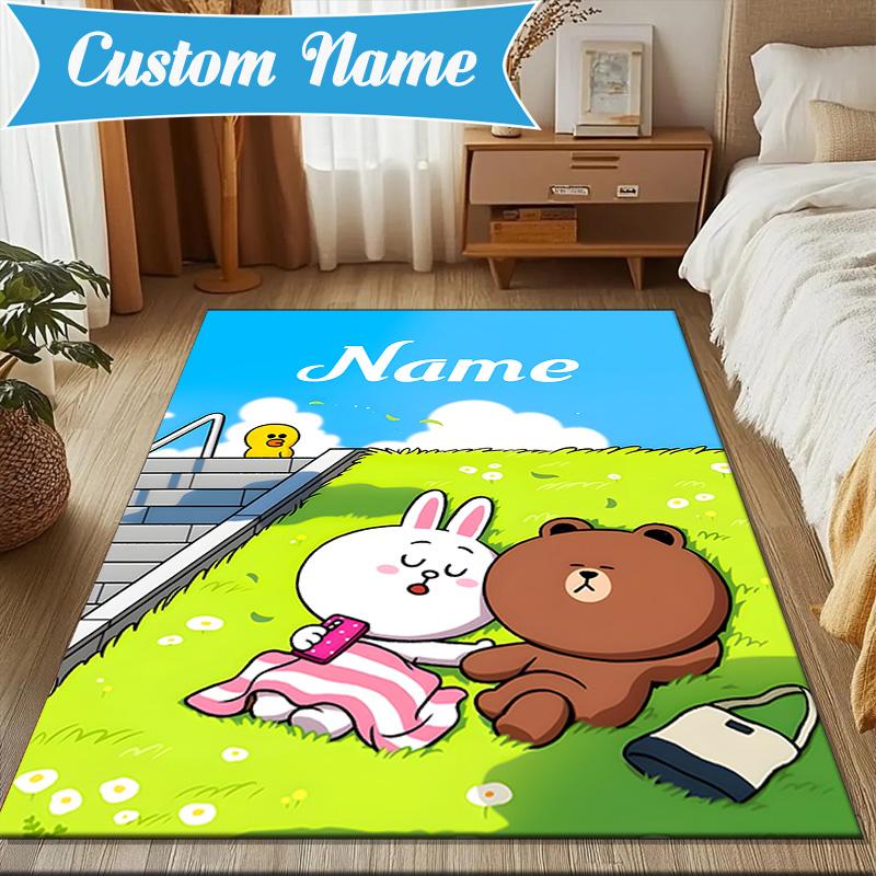 Custom Name Valentine's Day Sweet Treats Rug for Living Room, Game Rooms, Office, Bedroom, Floor Mat Playful Design, fan gifts Christmas decor
