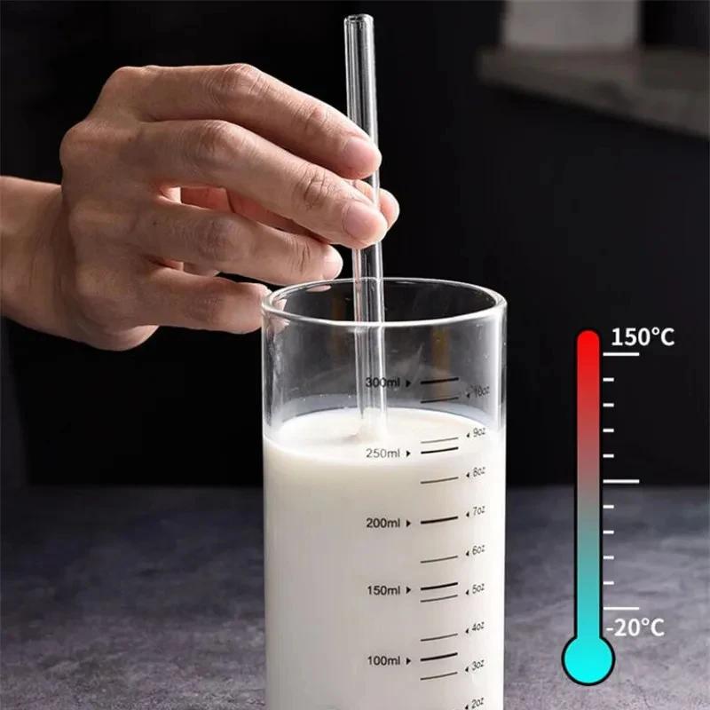 4-8Pcs Reusable Glass Straw Set High Borosilicate Smoothie Cocktails Straw Healthy Eco Friendly Drinking Straw with Clear Brush
