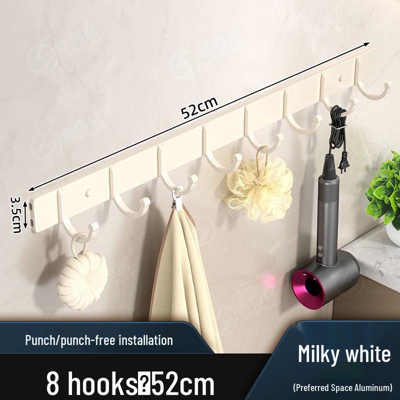 Punch-Free Space Aluminum Wall-Mounted Coat and Hat Hook Hanger for Bathroom