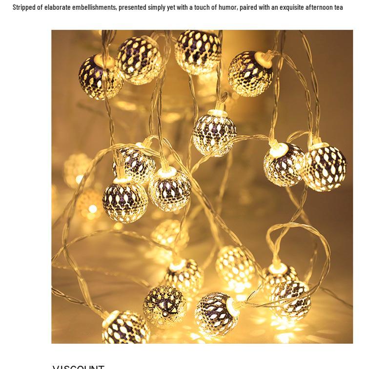 Solar-Powered Moroccan LED String Lights - USB Rechargeable, Ideal for Weddings & Holidays