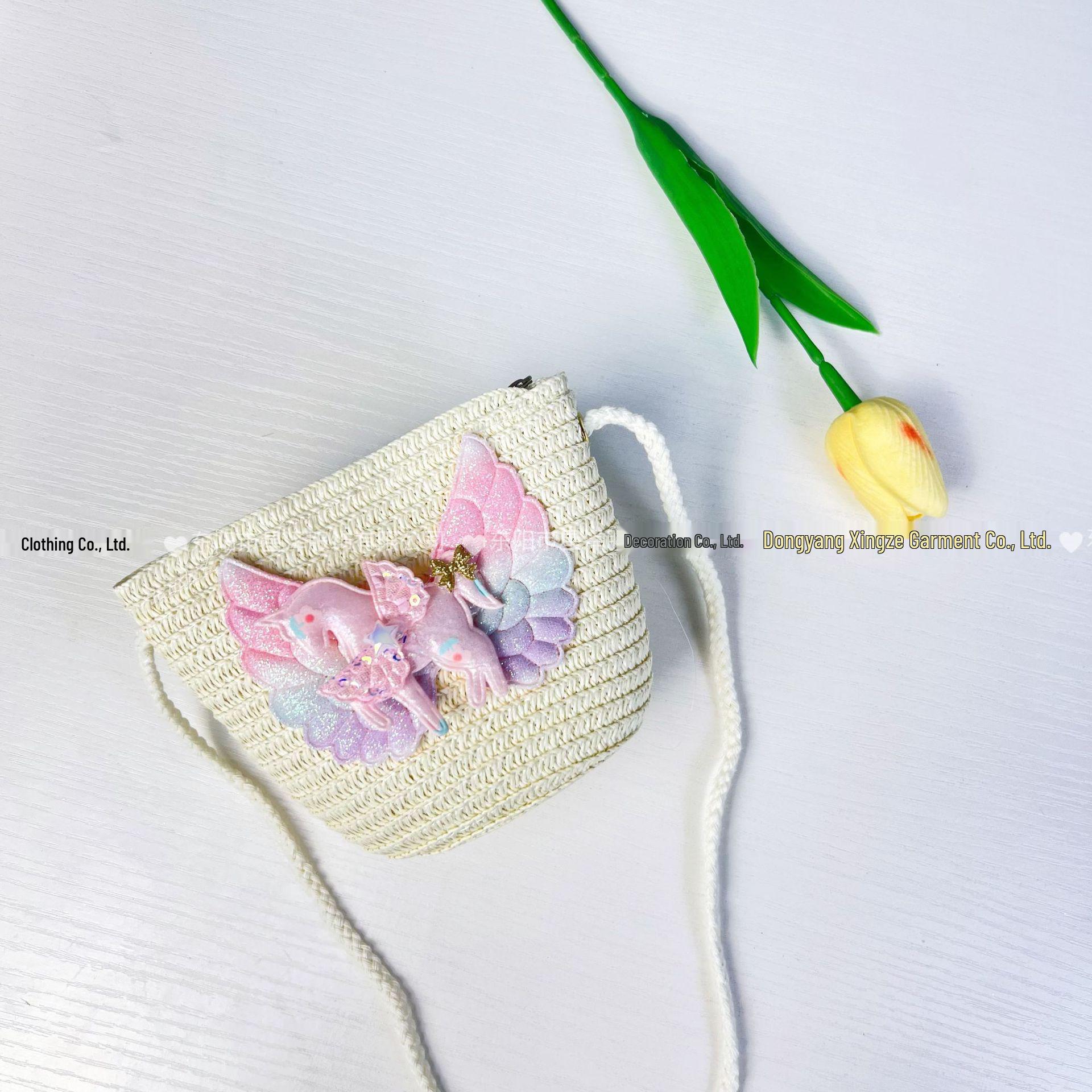 

Adorable Straw Bag 2025: Kids Summer Crossbody Coin Purse for Seaside Vacations Small Bag (Approx. 14*12cm)