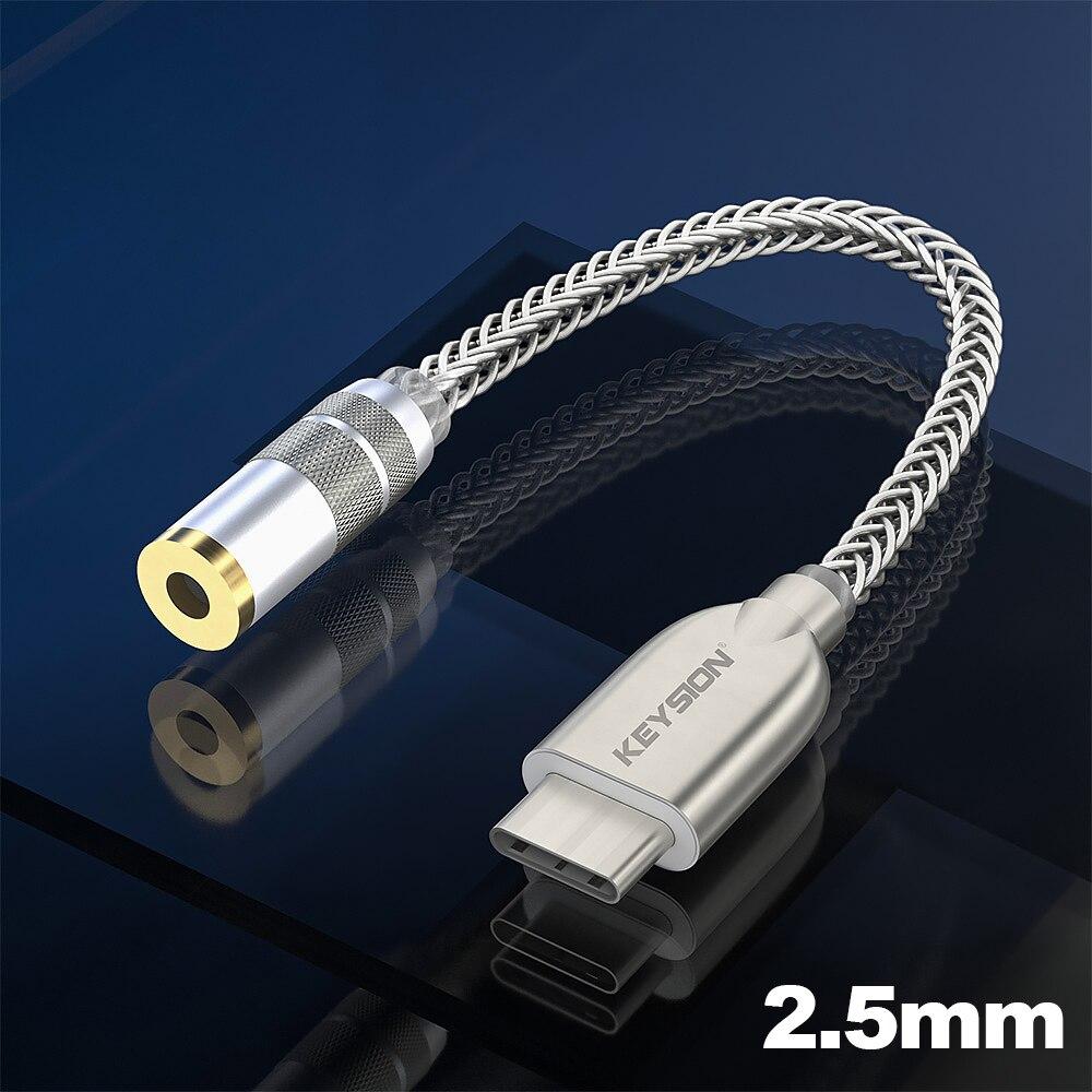 KEYSION DAC Earphone Lossless Music Decoder USB Type C to 3.5mm/2.5mm/4.4mm HD Hi-Fi Digital Audio Headphone Amplifier Adapter