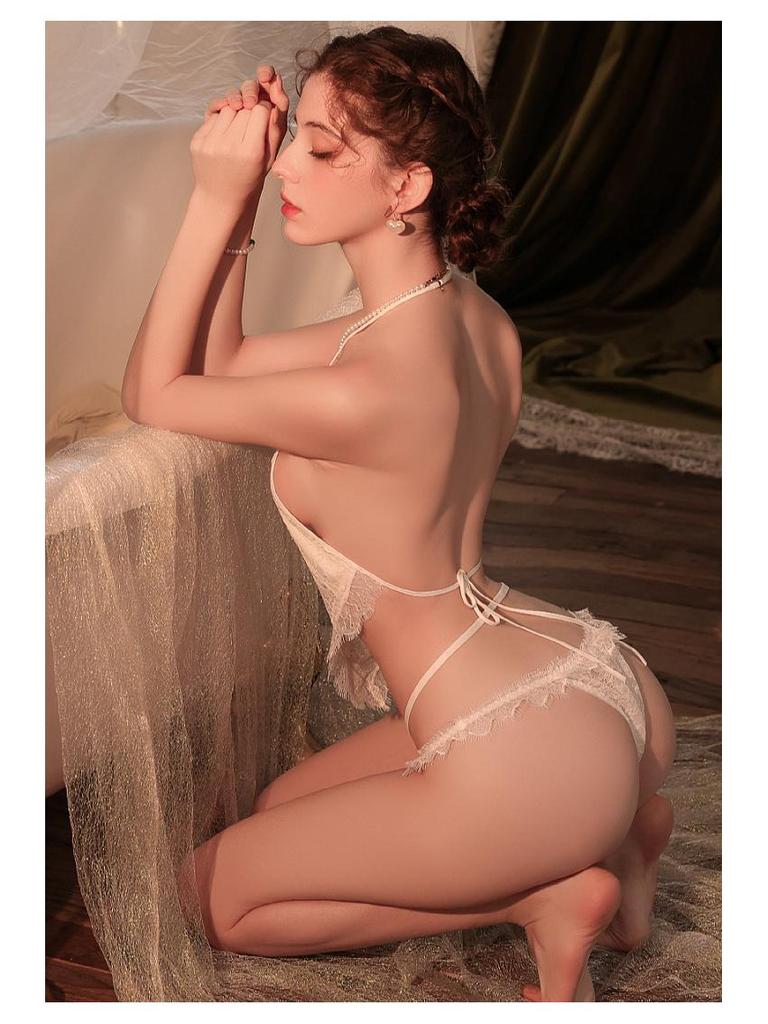 Elegant 2025 See-Through Open Crotch Lingerie Set Pajamas