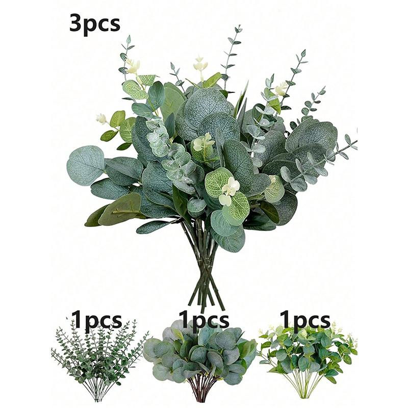 3/9/15Pcs Eucalyptus Artificial Plant Bouquet Fake Plant for Home Bedroom Decor Garden Wedding Decoration Outdoor Vase Ornament