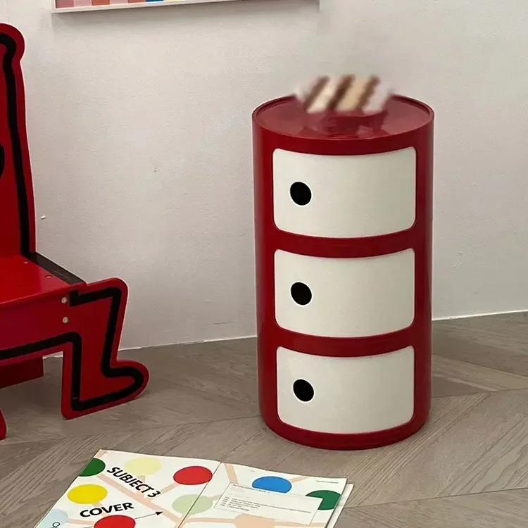 Cabinet Storage Cabinet Bedroom Furniture Modern Simple Plastic New Multi-Layer Bedside Storage Cabinet for Living Room Cylinder