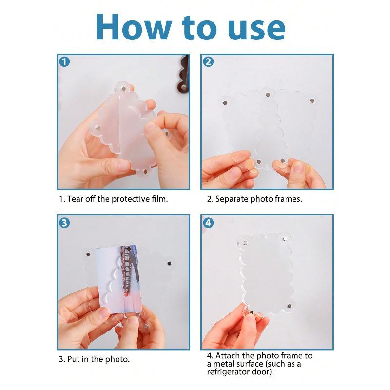 Acrylic 3-Inch Refrigerator Magnets, Colorful Transparent Mini 3-Inch Magnetic Photo Frames, Creative Lightweight Floral Design Refrigerator Magnets