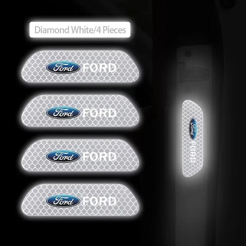 AKM1 4Pcs Car Door Sticker Safety Warning Reflective Mark For Ford S MAX Ranger Focus Fiesta Mondeo Kuga Mustang Escort KA Ecosport