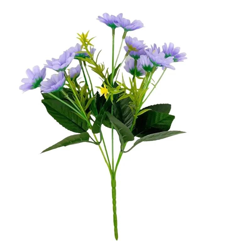 

Artificial Daisies Real Touch Plastic Wildflowers Wedding Bridal Bouquet Tabletop Floral Arrangement Faux Daisy Home Decoration фіолетовий