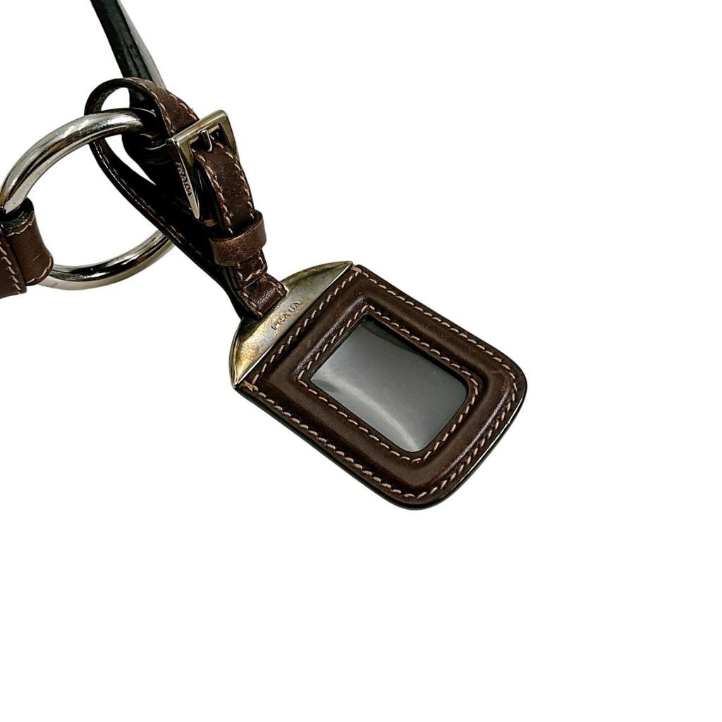 PRADA Logo jacquard Handbag canvas khaki Women BR3423 Used