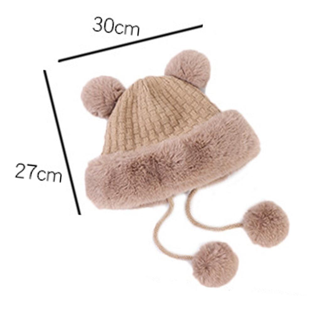 Winter Hat For Girls Faux Fur Pompom Knitted Hat For Outdoor