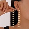 New Unique Metal Five-Pointed Star Tassel Earrings for Women Korean Style Personality Drop Earrings Charm Jewelry Accessories