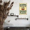 Metal Wall Art Vintage Poster Reading Takes You to the Unknown Gift for Bookstore