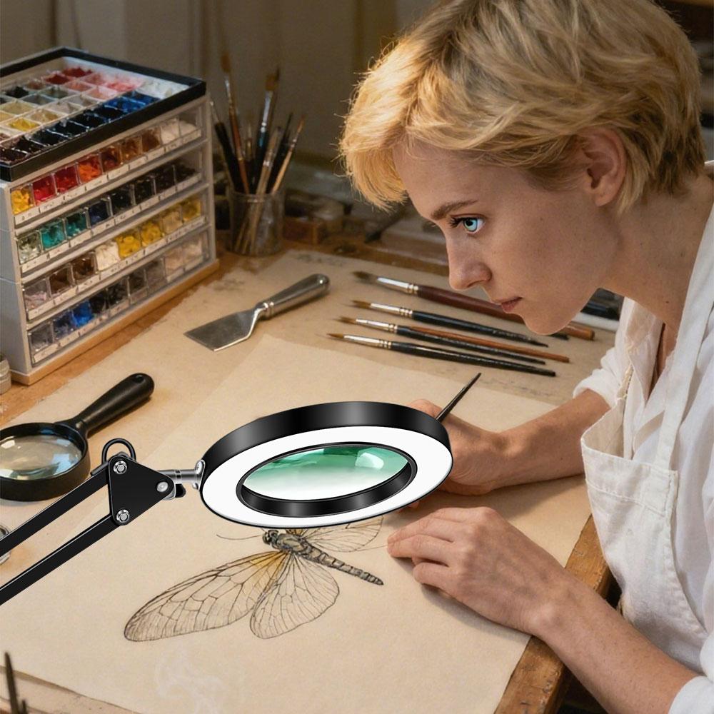 1PCS 72LED 8X/10X Illuminated Magnifier USB 3 Colors LED Magnifying Glass for Soldering Iron Repair/Table Lamp/Skincare Beauty