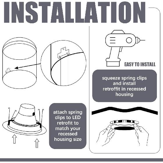 Dunzy 40 Pcs Recessed Light Clips Downlight Housing C Clips Retrofit for Downlight with Self Tapping Screws Metal for Retrofit Down Light, Silver
