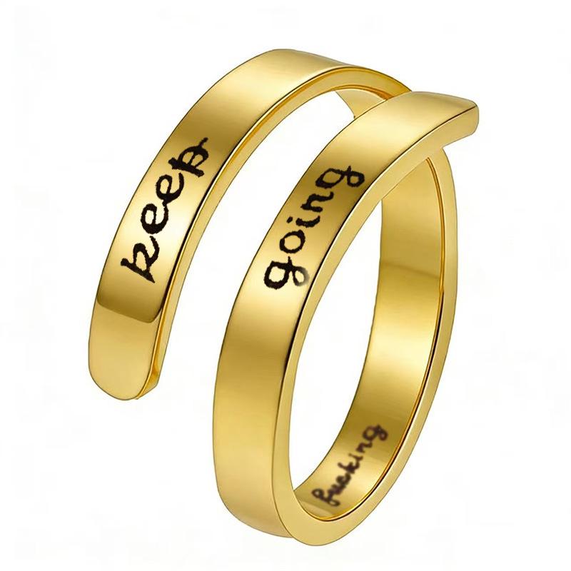 Retro Open Stainless Steel 'I Am Enough' Double Layer Ring for Women