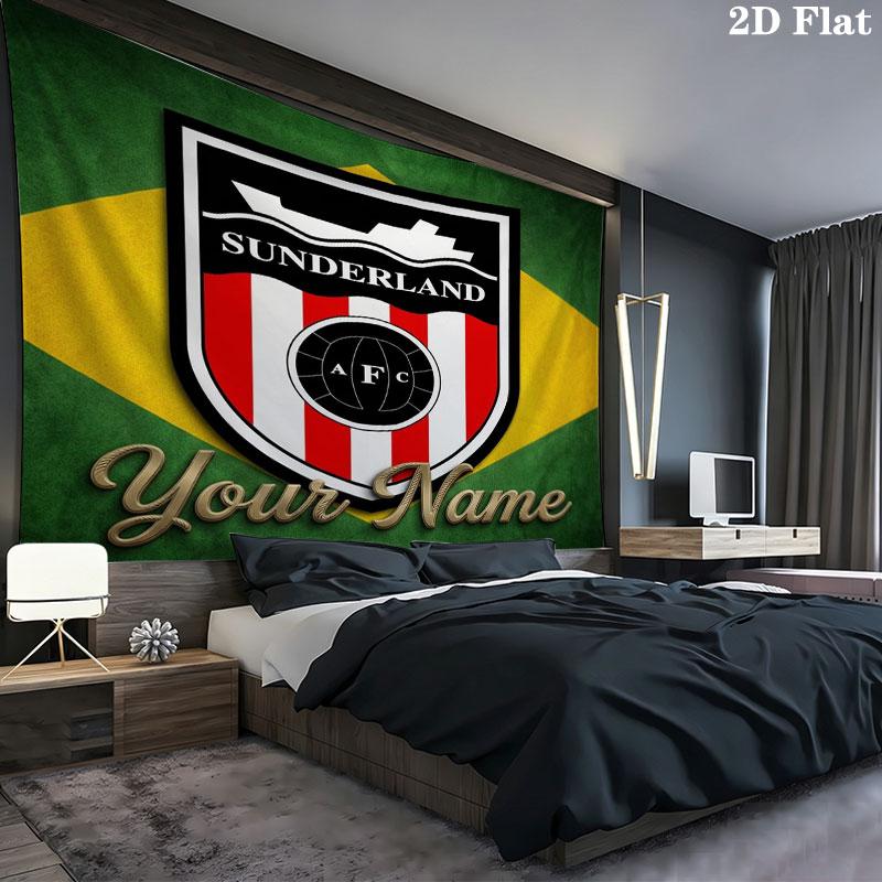 Sunderland A.F Custom Name Wall Tapestry Aesthetic Wall Hanging Printed Fabric Blanket Decorative Tapestries for Bedroom Living Room Home Decor