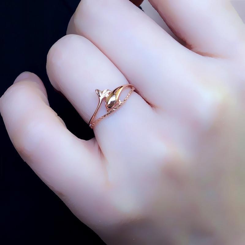 Nový design Fialové Zlaté Klasické 14K Růžové Zlato Delfín Svatební Prsteny Pro Páry Nádherné Dámské Lehké Luxusní Šperky