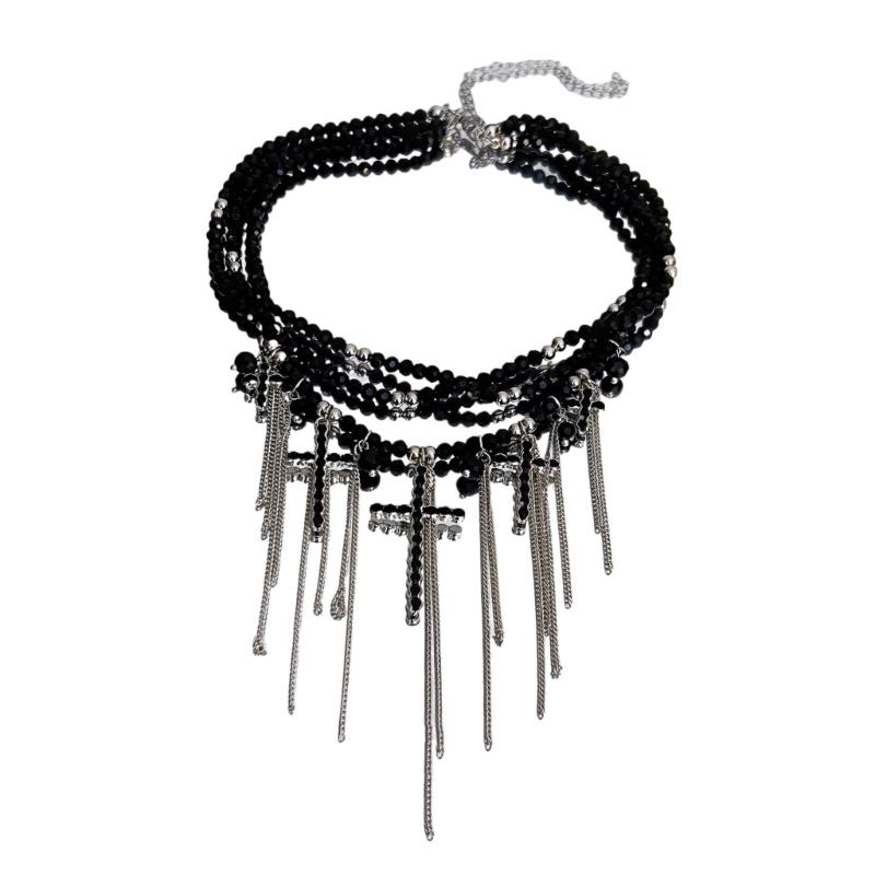 

Multifuntional Crystal Religious Signs Necklace with Multilayered Fringes for Fashion Outfits and Various Occasion 1 чорний
