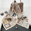 Literary Geometric Square Color Matching Trend Printing Small Square Scarf Temperament Multi-Functional Shawl Foreign Style Silk Scarf