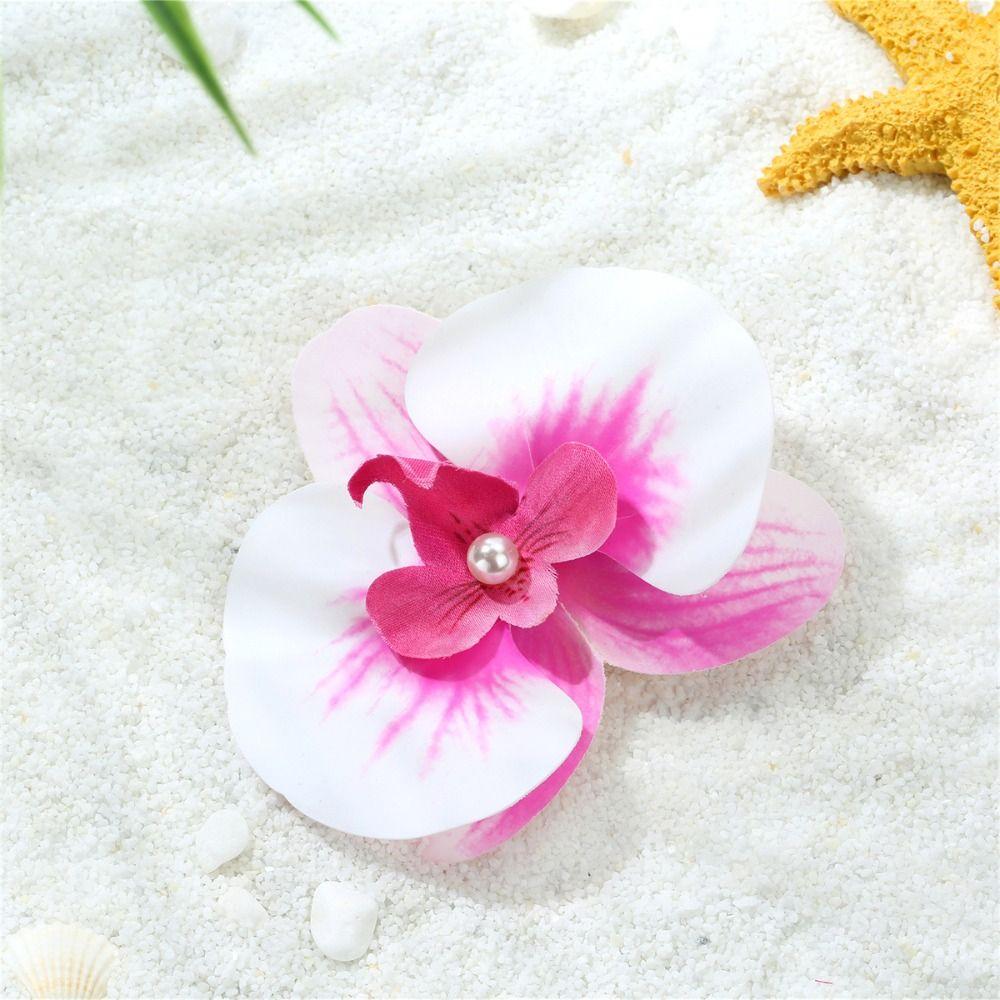 Korean Style Orchid Flower Hairpin Pearl Duckbill Clip Elegant Seaside Vacation Headwear  Daily