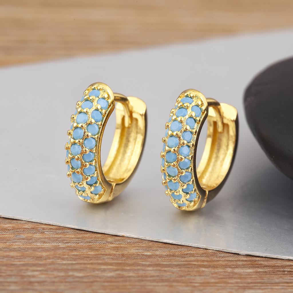 Nidin Hot Sale Original Design Pave Shiny Zircon Circle Hoop Earrings For Women Female Daily Party Fine Ear Jewelry Accessories