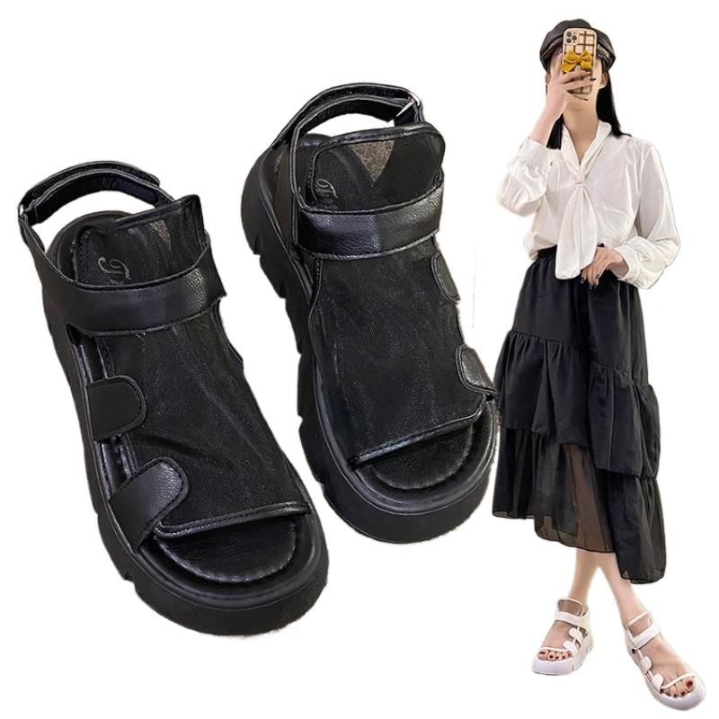 Summer New Fish Mouth Thick Bottom Women's Shoes Breathable Mesh Sandals Retro Beach Women's Sandals Multi Style Plus Size 35-41