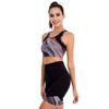 Black - Blue Color Lady 4005 Women's Short Tights Bustier Sports Set