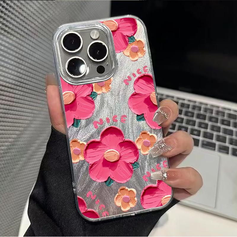 Oil Painting Flowers Print Phone Case For iPhone 17 16 15 14 13 12 11 Pro Max Cover For iPhone XS X XR 7 8 Plus 16E 17 Air Funda