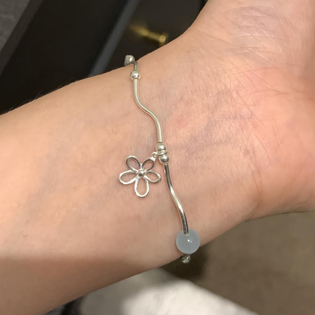 925 Silver Multicolour Bead Bracelet For Women Three Layers Geometry Drip Glaze Versatile Jewelry Dropship