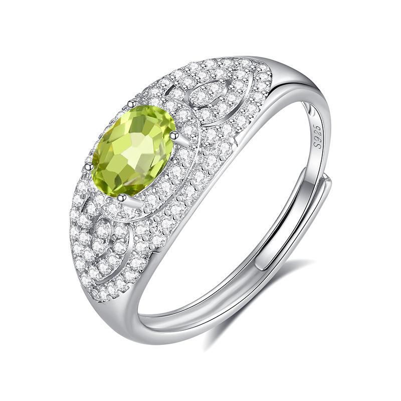 Natural Crystal Stone Jewelry S925 Sterling Silver Ring Women's Niche High-end Daily Gift Birthday Gift