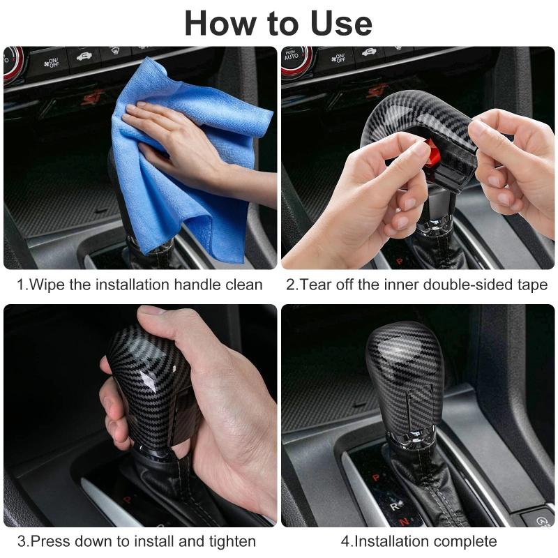 Durable Carbon Fiber Gear Shift Knob Cover Fits Accord 2018-2023 Enhance Interior Aesthetics