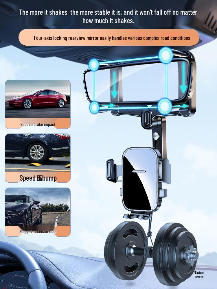 2024 Anti-Shake Car Rearview Mirror Phone Mount & Navigation Holder