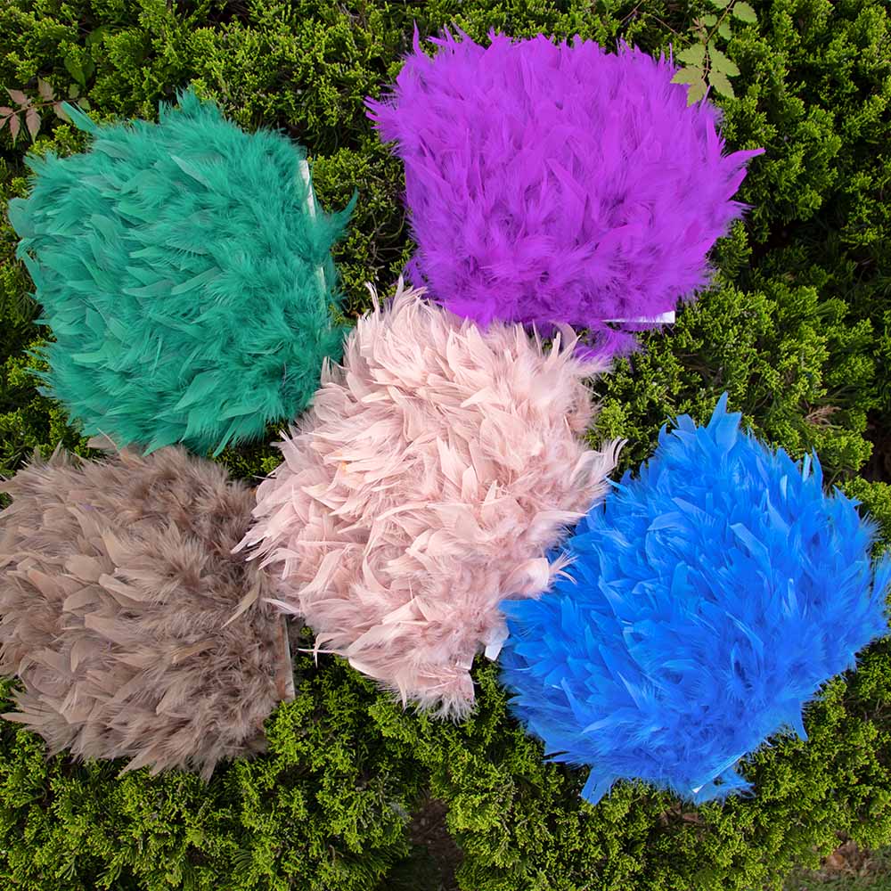 1M Blue Turkey Feather Trim For Crafts Diy Wedding Dress Party Accessory Carnival 10-15Cm Plumas Ribbon Skirt Sewing Decoration