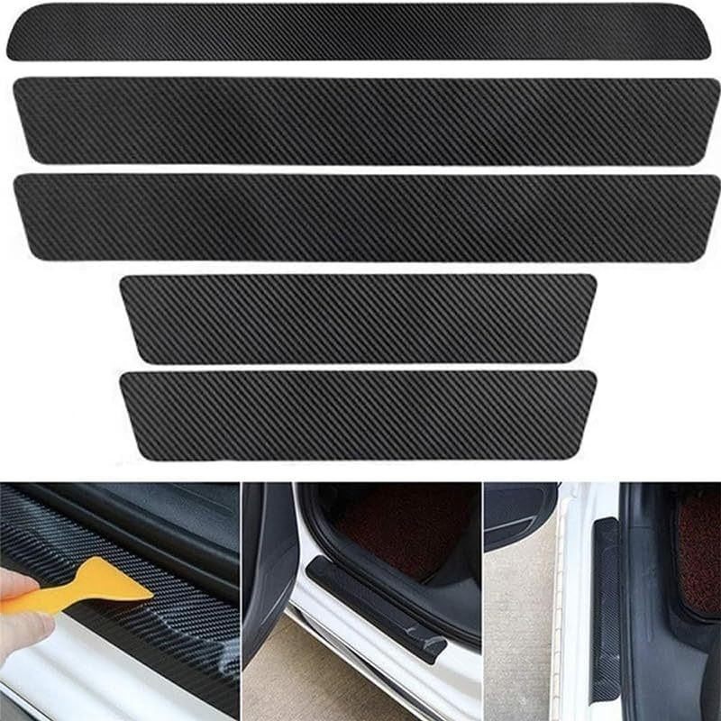 5PCS Car Door Sill Protector for Toyota Highlander 2020-2024 2025, Carbon Fiber Texture Door Entry Guard Accessories Threshold/Rear Bumper Guard