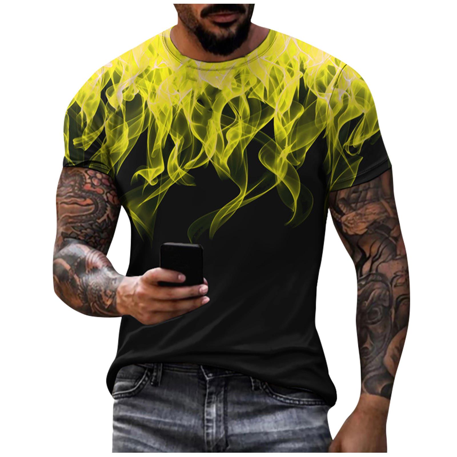 

Мужская футболка с коротким рукавом и принтом, летняя круглая шея, трендовая повседневная толстовка S жёлтый