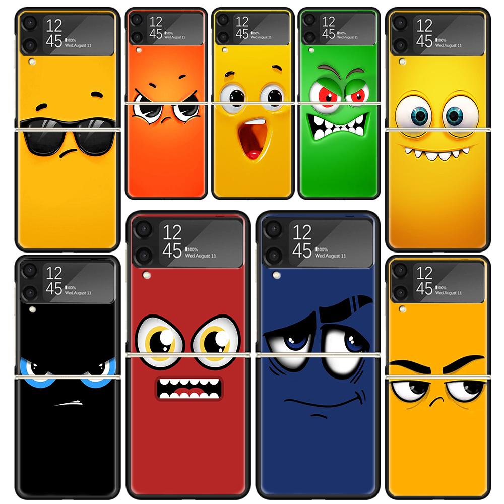 Funny Face Cute Cases For Samsung Galaxy Z Flip 4 5 6 7 3 Z Flip7 Flip6 Flip4 Flip5 Flip3 5G Hard Shockproof Fundas Cover Galaxy