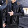 Podzim a zima nový kožený kabát s límečkem Pánská sametová kožená bunda se simulací korejské verze Velký kabát přiléhavého střihu Hezké oblečení na motorku